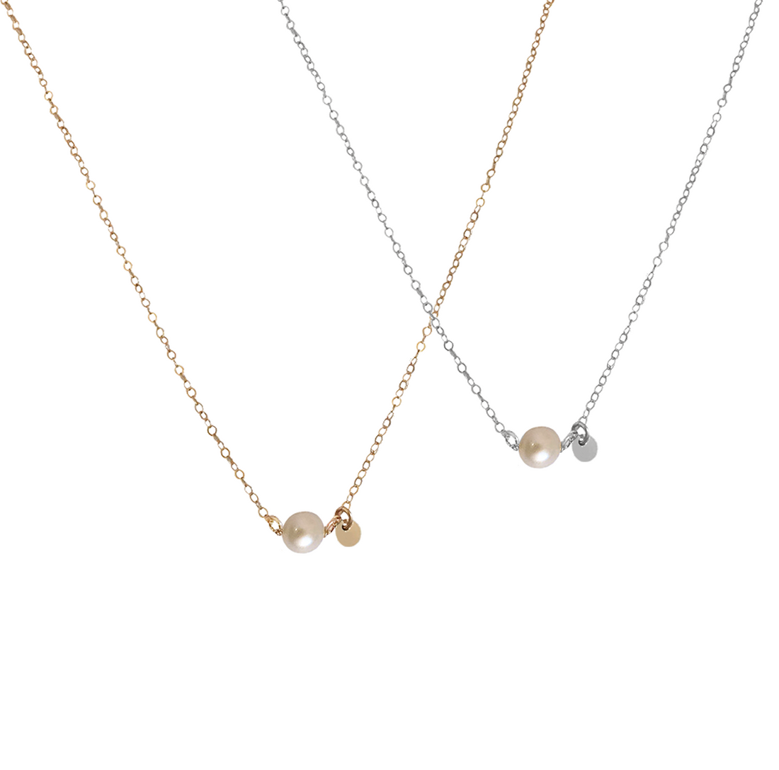 Single pearl best sale silver necklace