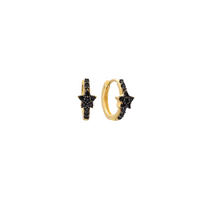 Dillon Black Onyx Star Hoop - Gold or Silver >>