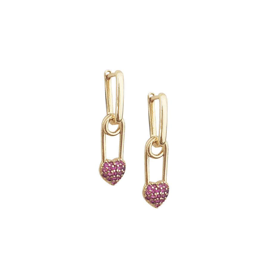 Dillon - Juliet Heart Earrings- Pink, Sapphire >>