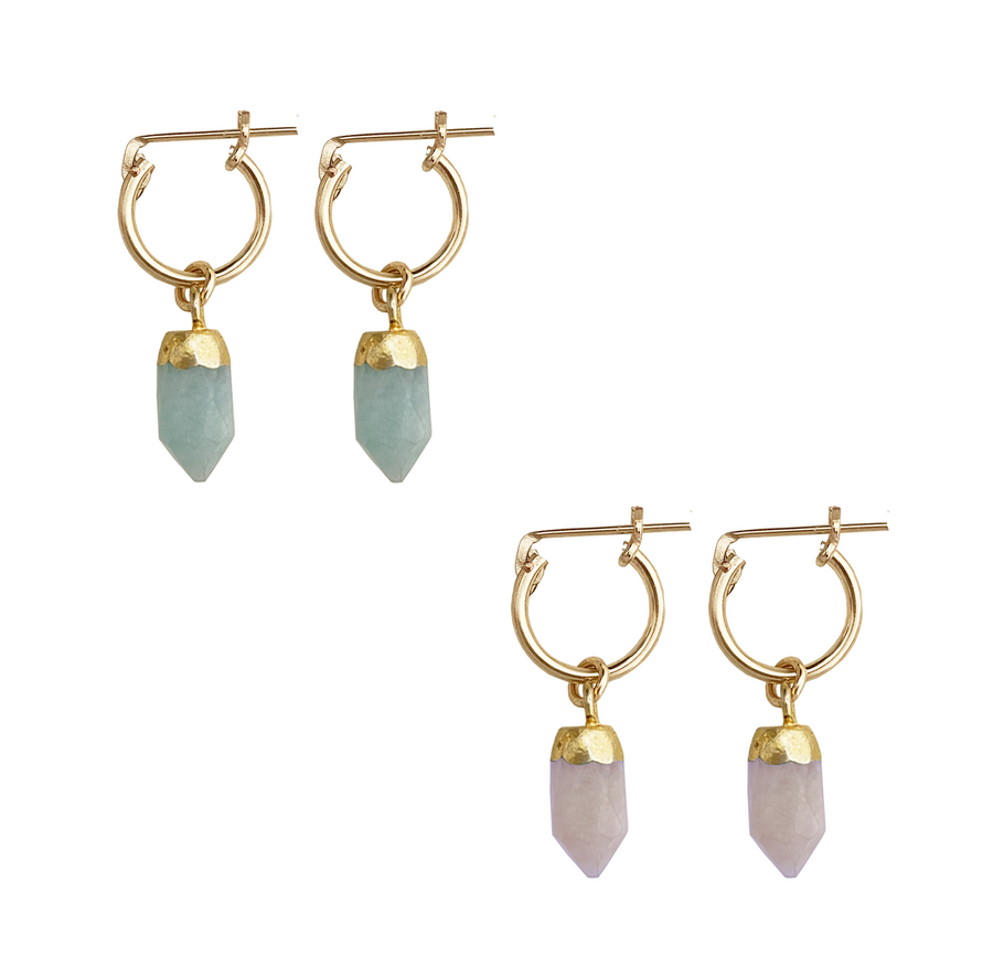 Dillon - Nala Stone Hoop - Amazonite, Pink Opal