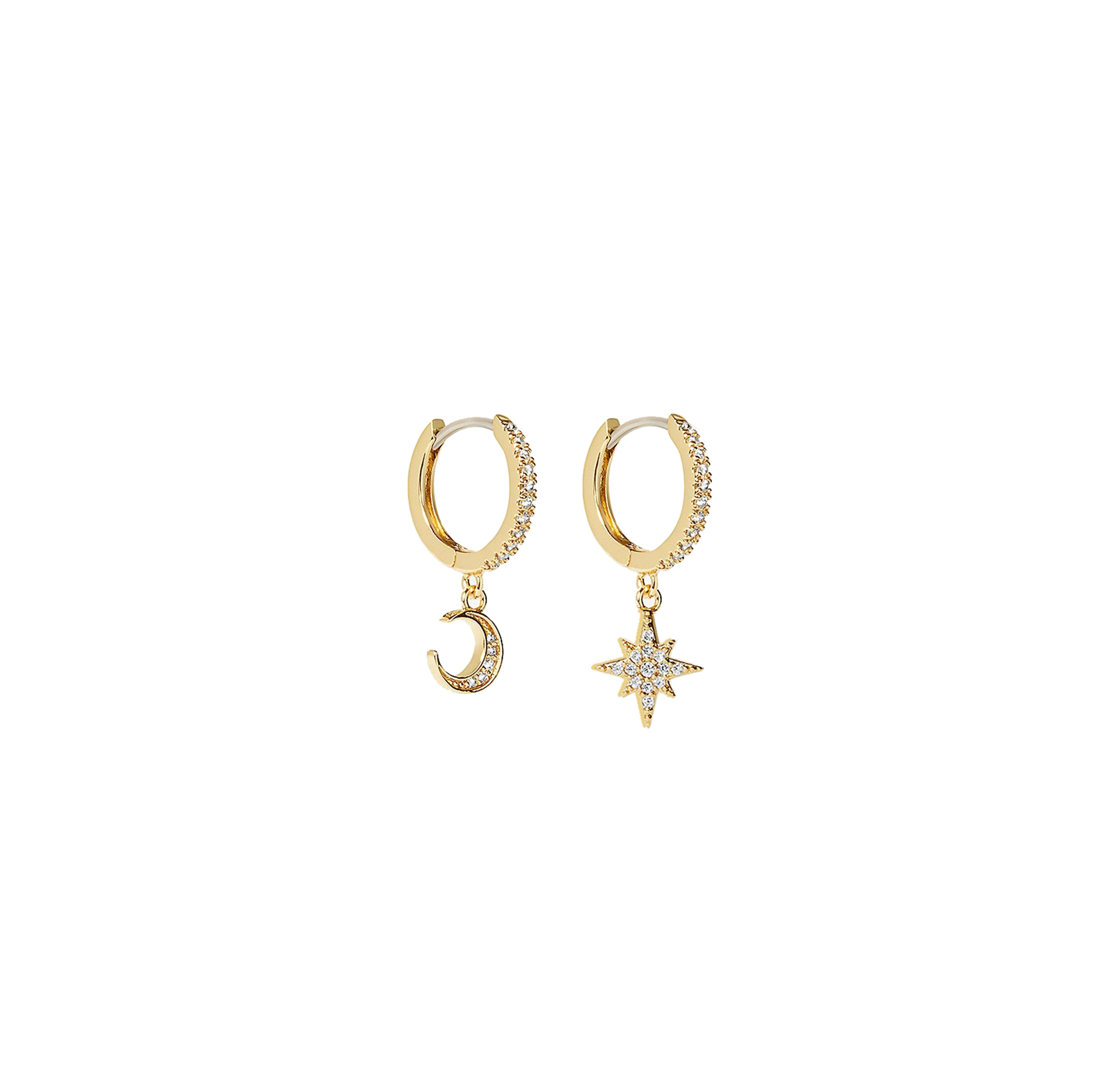 Dillon - Dillon Moon and Star Hoops 18k Anti-Tarnish Gold Plate ...