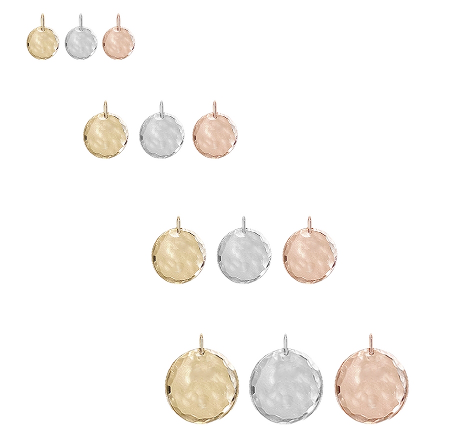 Disc Charm, Hammered - Gold,Silver, Rose Gold >>>