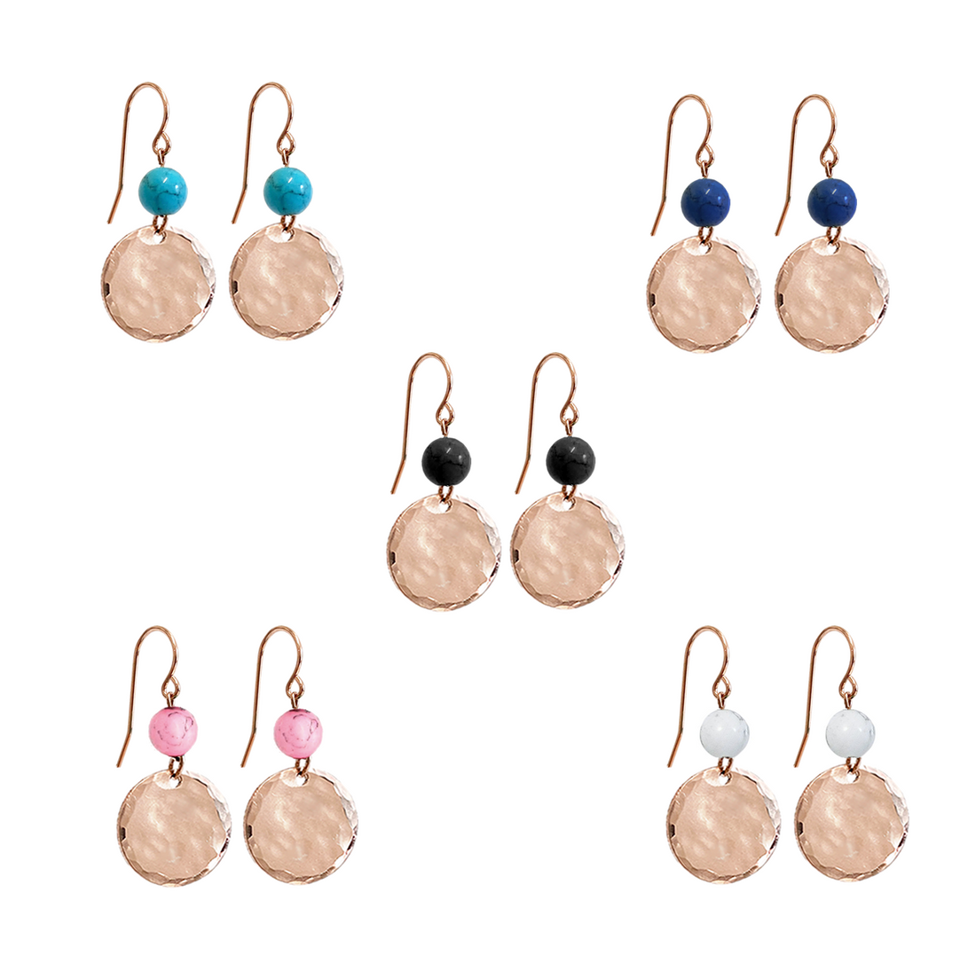 Gemstone Disc Earring - Gold, Silver, Rose Gold >>