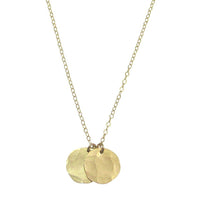 Double Hammered Disc Necklace in Gold