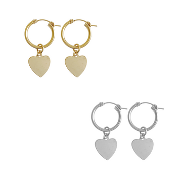 Paris Hoop - Avery Heart in Gold, Silver Colors