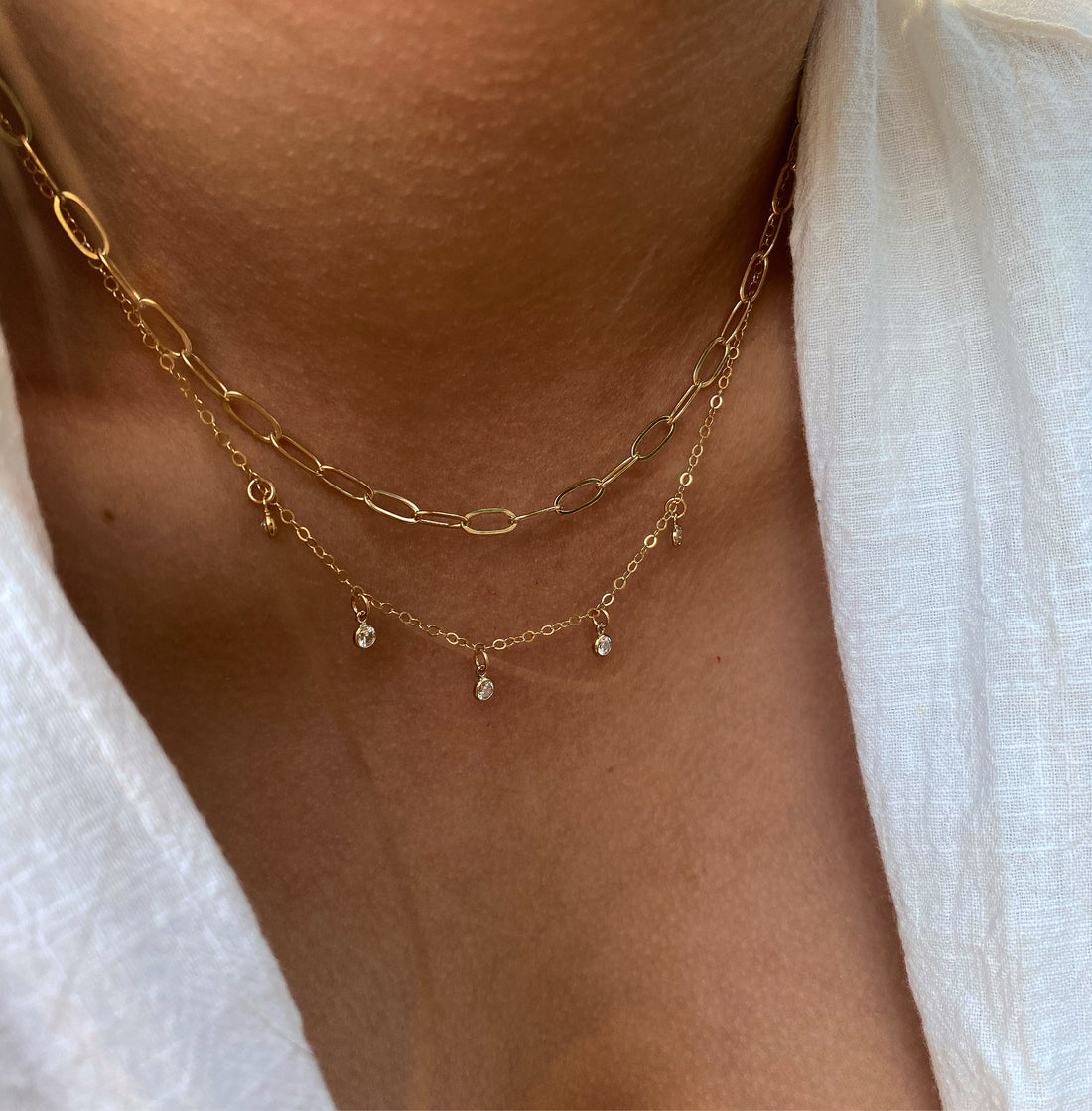 Lola Crystal Drop Necklace - Gold, Silver >>