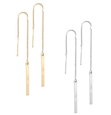 Ear Threads with Bar - Gold or silver >>