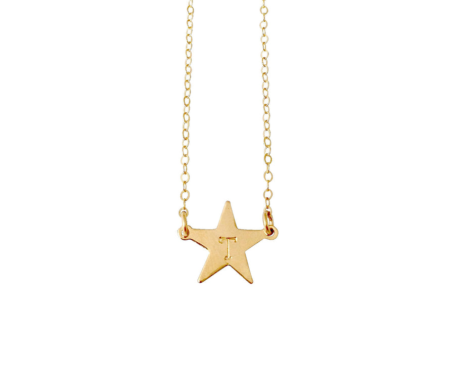 The Erica Large Star Initial Necklace in Gold Color