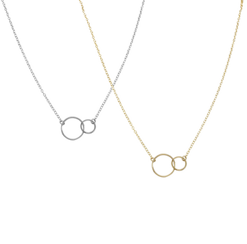 Double Ring Necklace - Gold, Silver  >>