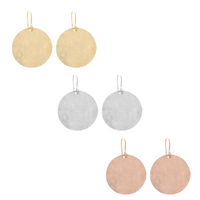 Sia hammered Extra large disc earrings - Gold, Silver >>