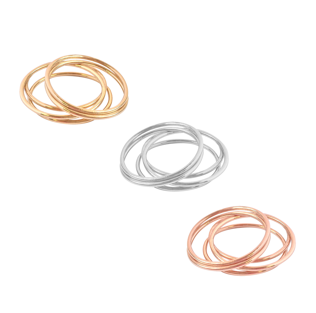 Fine Rings Set Of 5 in Gold, Silver, Rose Gold