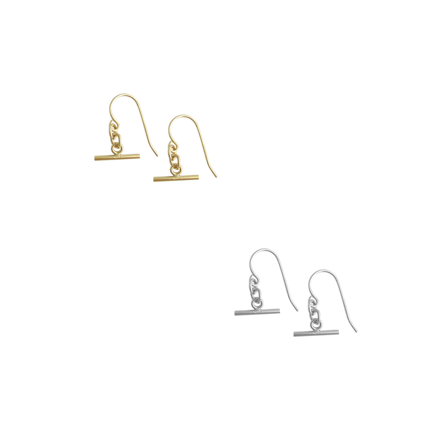 Fob Earring - Gold, Silver >>