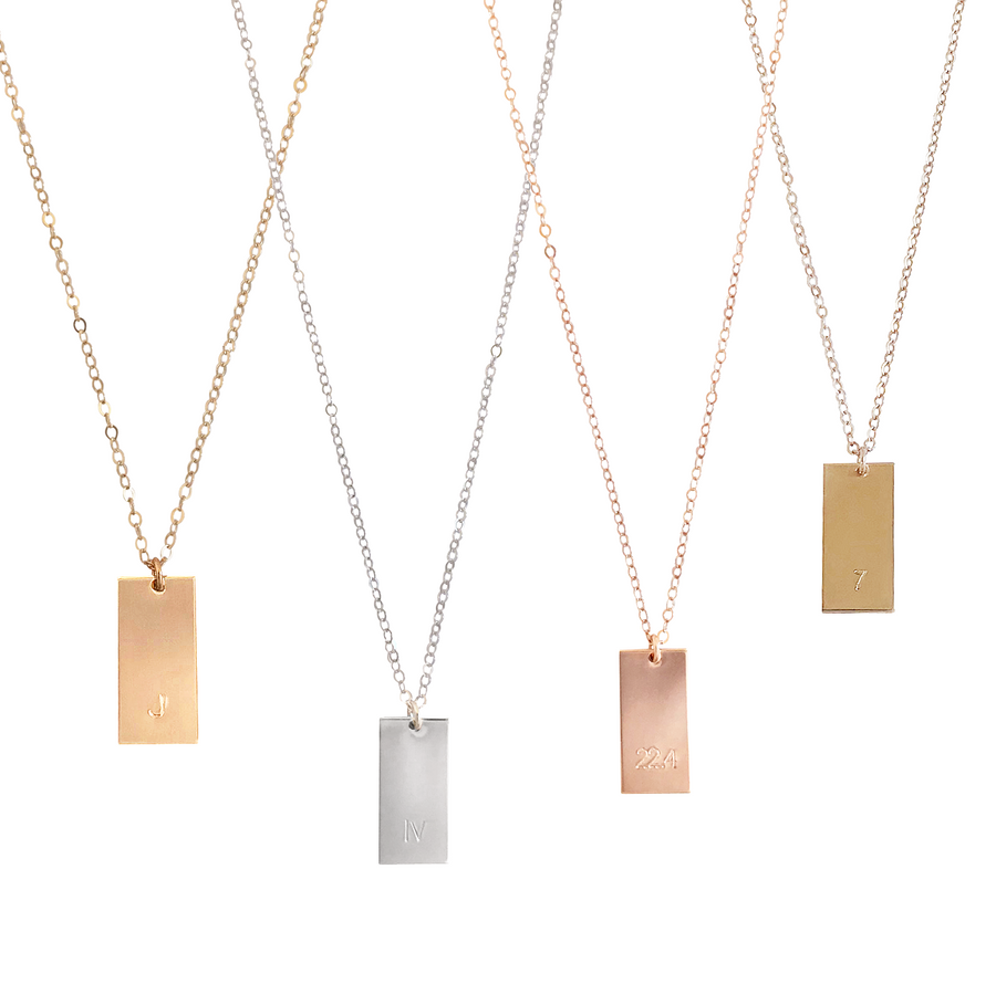 The Gia - Large Tag Necklace - Gold, Silver, Rose Gold