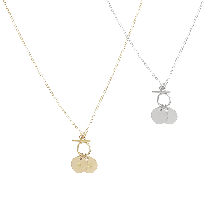 Goldie Double Disc and Toggle Necklace in Gold, Silver