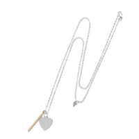 Heart and Bar Charm Necklace - Gold, Silver >>