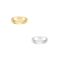 Heavy Hammered Ring Band - Gold, Silver >>
