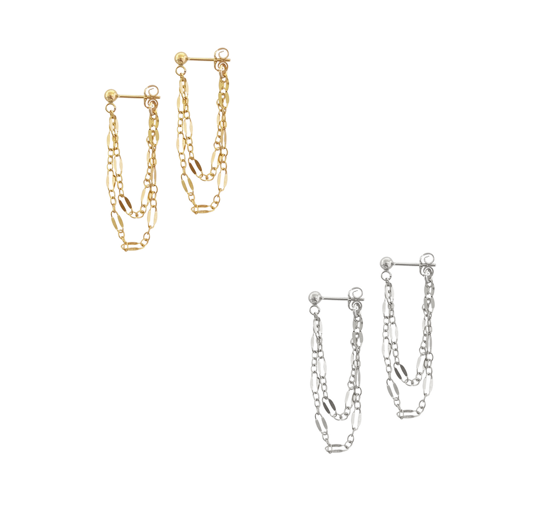 Kendell Chain Earring - Gold, Silver >>