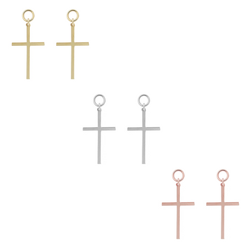 Large Cross Earring Charms - Gold,Silver, Rose  >>>