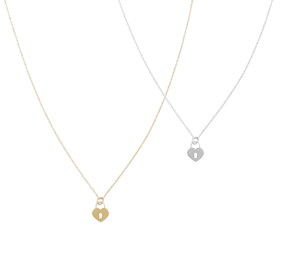 Locket Heart Necklace - Gold, Silver >>
