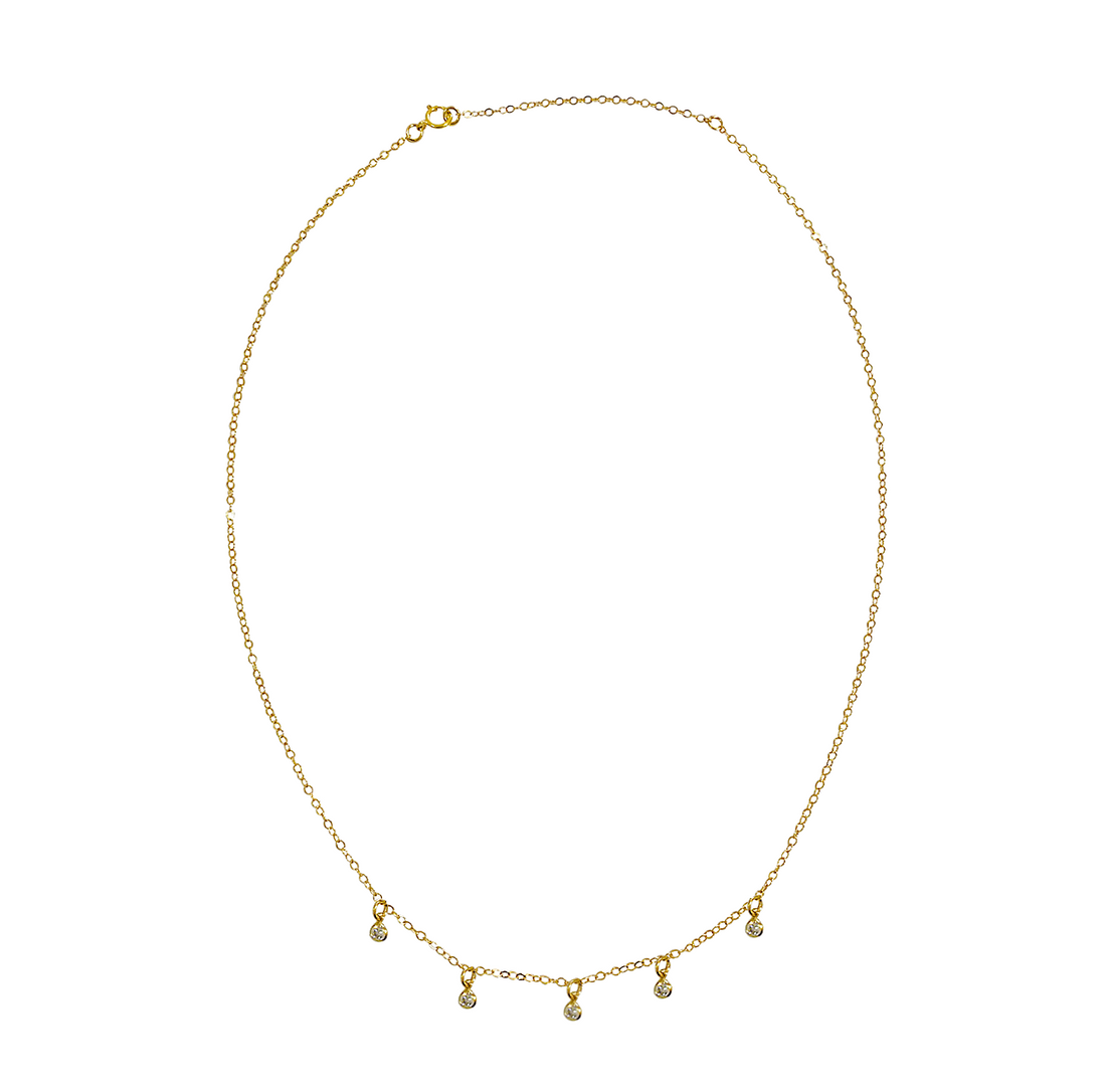 Lola Crystal Drop Necklace - Gold, Silver >>