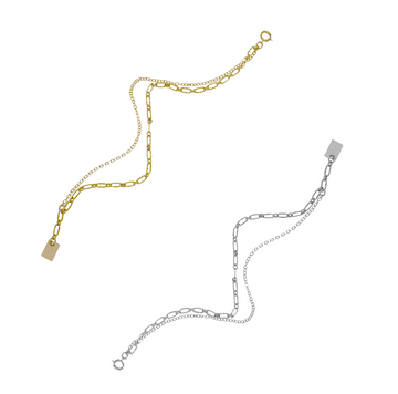 Maple Double Chain Bracelet - Gold, Silver >>