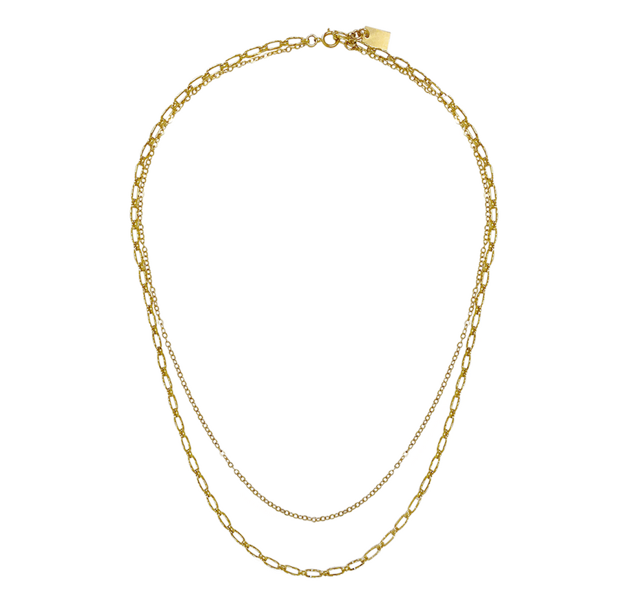 Maple Double Chain Necklace - Double Chain -  Gold, Silver >>