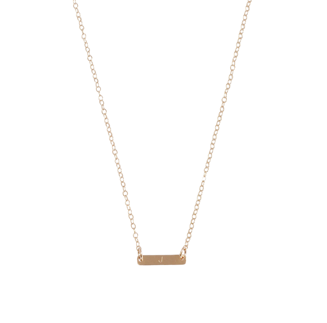 The Maya Mini Bar Initial Necklace 18/20" Gold, Silver