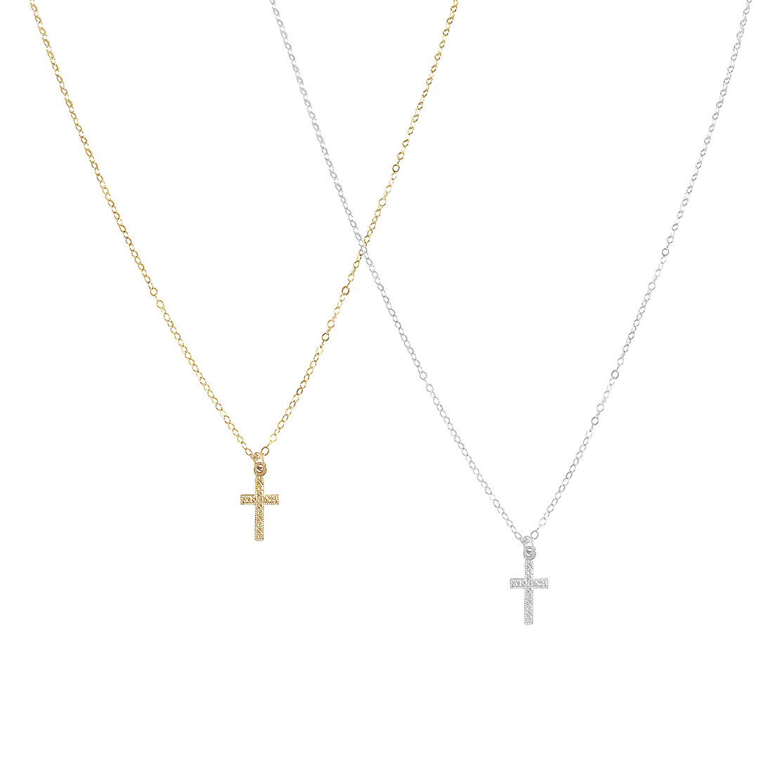 Mini Cross Necklace Gold Silver