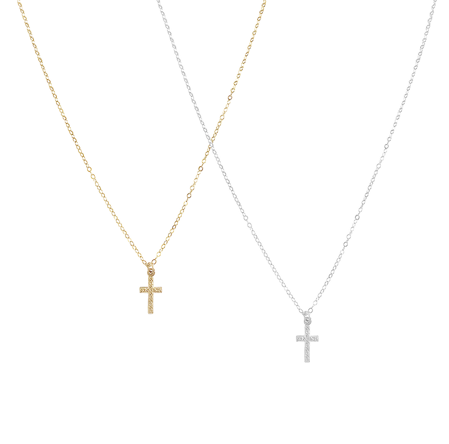 Mini Cross Necklace in Gold or Silver Colors
