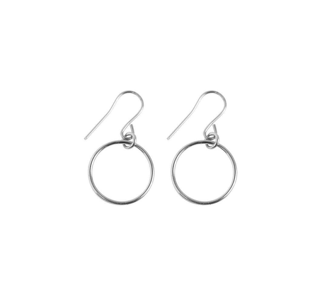 Mini Ring Earrings in Silver Color