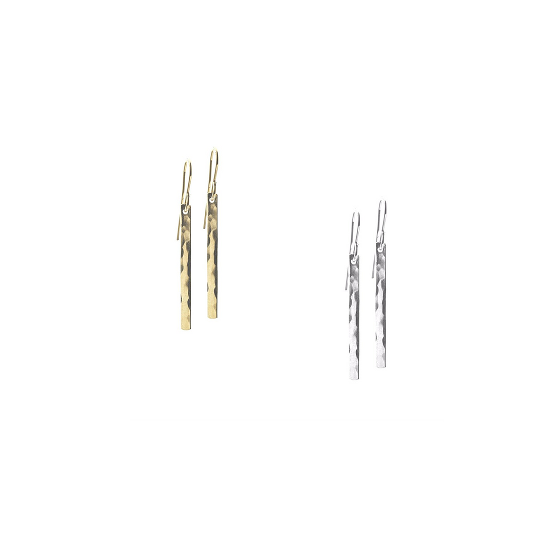Organic Bar Earrings - Gold, Silver >>