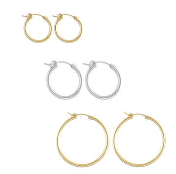 The Paris Thick Hoop Earring, 3 Sizes in Gold, Silver