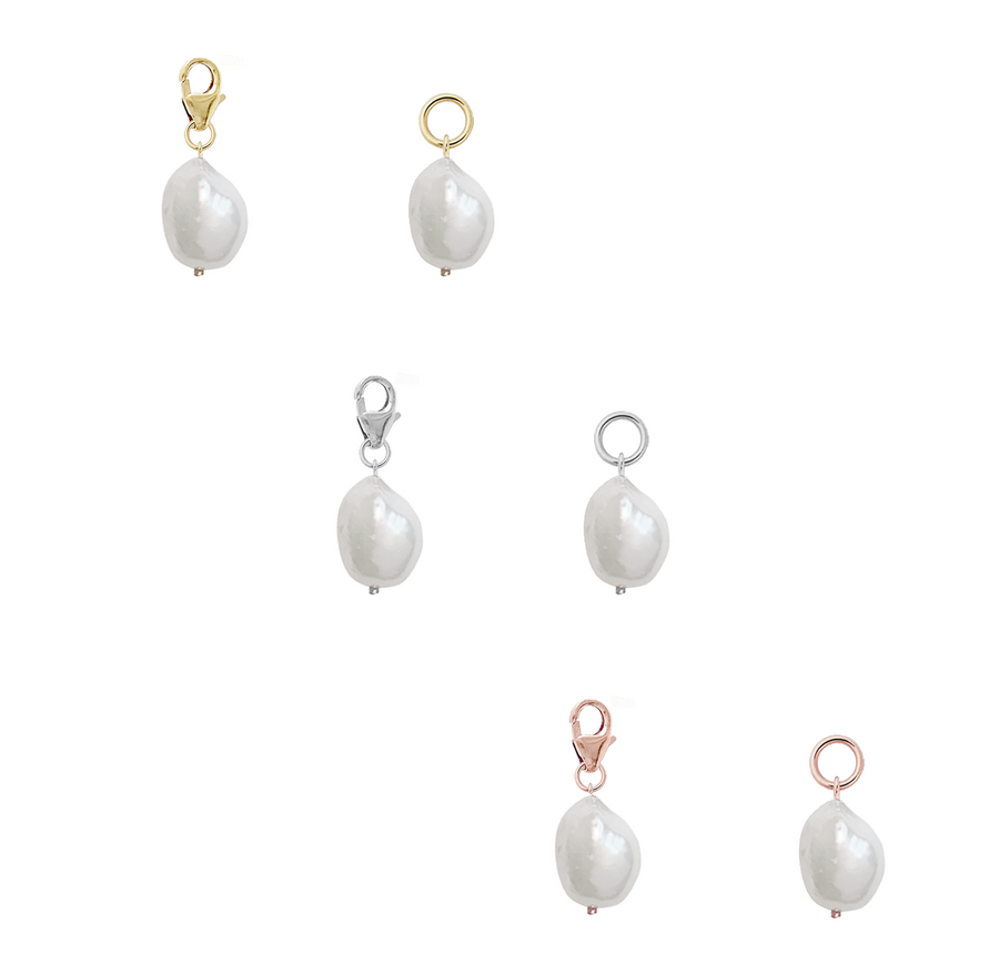 Freshwater Baroque Pearl Charm- Gold,Silver, Rose Gold >>>