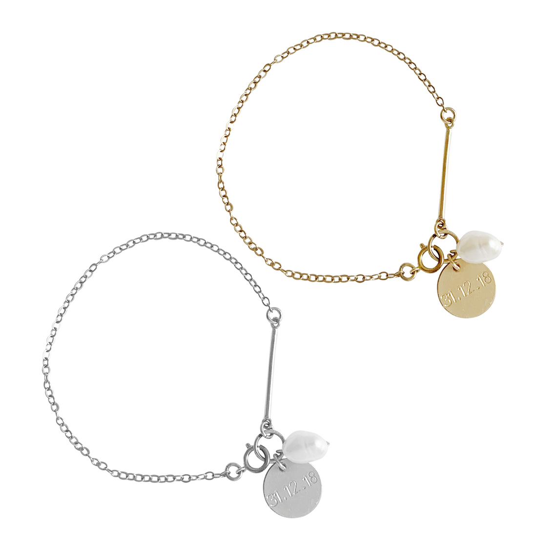 Penny Pearl and Disc Bracelet in Gold & Silver Color