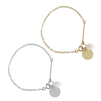 Penny Pearl and Disc Bracelet in Gold & Silver Color