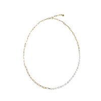 Pia Pearl and Chain Necklace Gold, Silver Colors