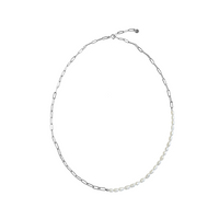 Pia Pearl and Chain Necklace in Silver Color