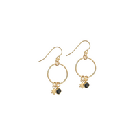 Bella Earrings with Star and Black Crystal in Gold