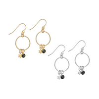 Bella Earrings with Star and Black Crystal in Gold,Silver