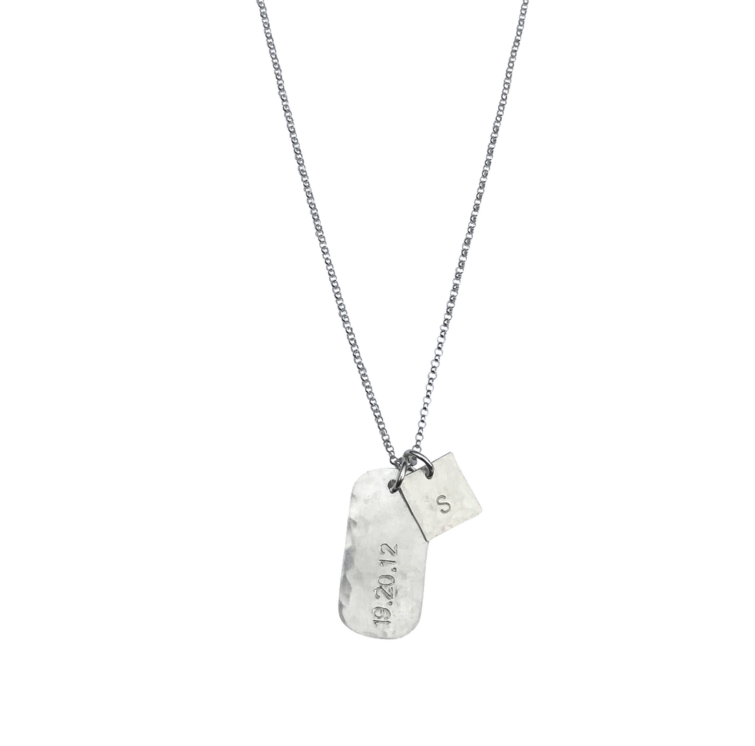 The Rio Large Tag Necklace in Silver