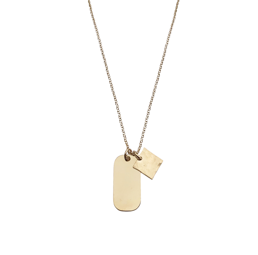 The Rio Large Tag Necklace in Gold