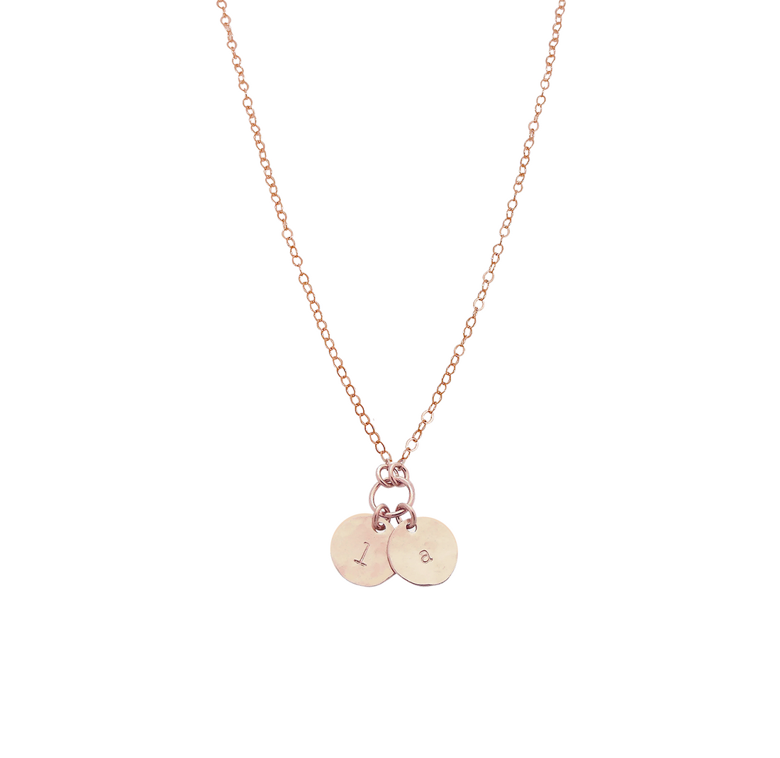 Saskia Necklace - Double Mini Initial Necklace - Gold, Silver, Rose Gold >>
