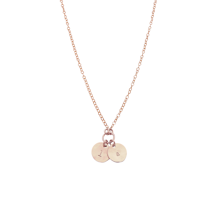 Saskia Necklace - Double Mini Initial Necklace - Gold, Silver, Rose Gold >>