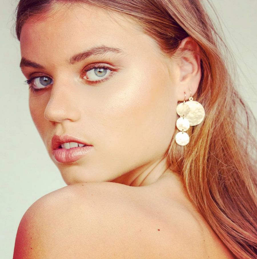 Triple Classic Earring Hammered - Gold, Silver, Rose Gold >>