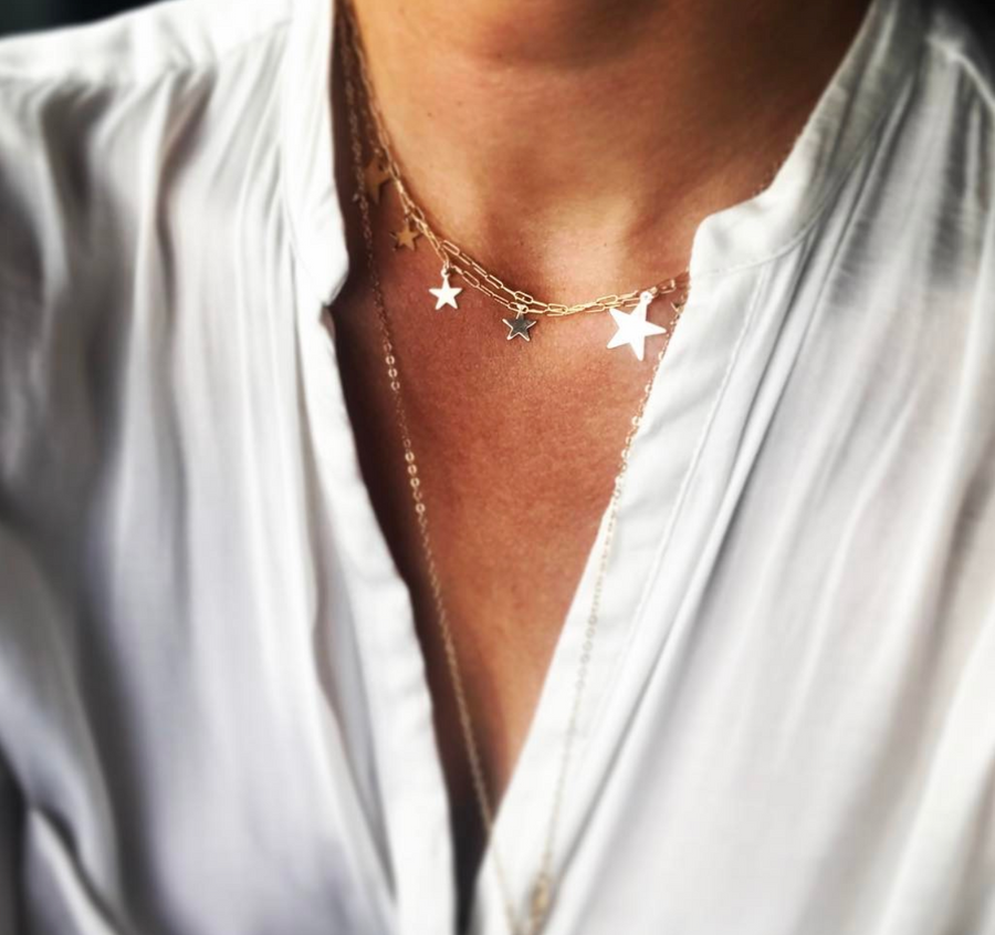 Stevie - Multi Star Disc Necklace - Gold, Silver, Rose Gold >>
