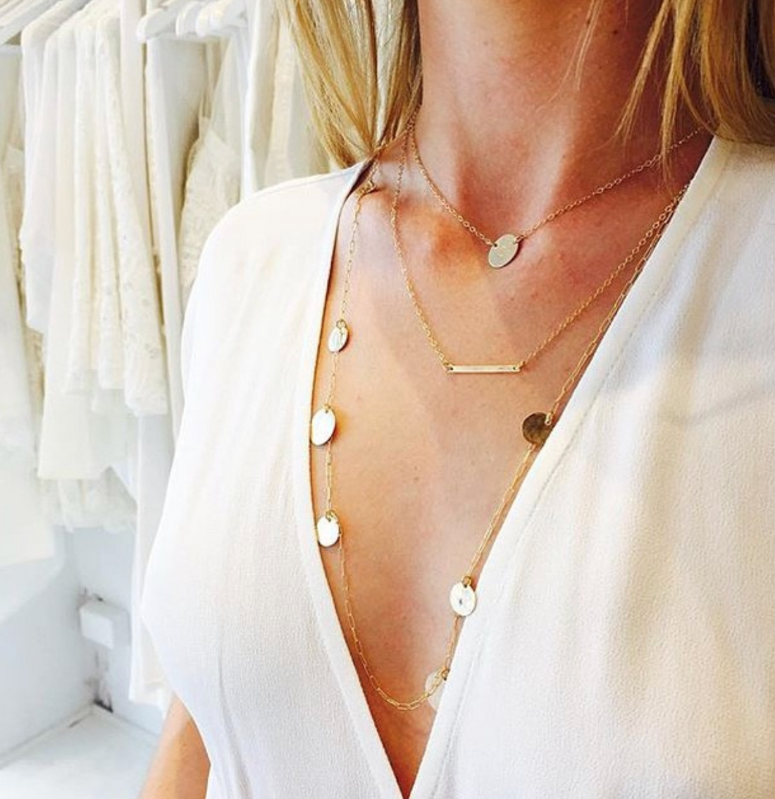 Ruby Mini Bar Necklace- Gold, Silver >>