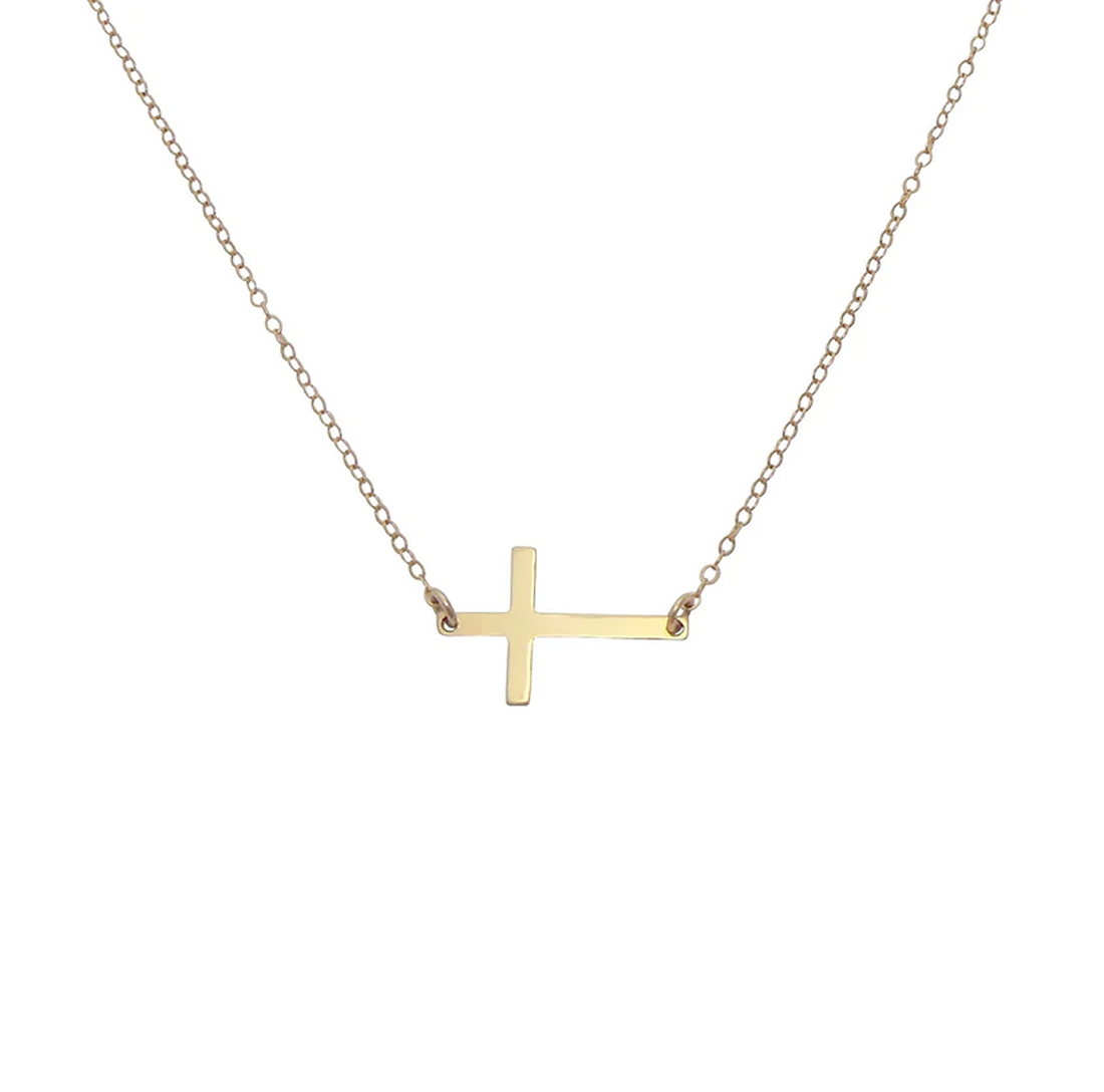 Sideways Cross Choker Necklace 925 Sterling Silver Rose Gold Plated Ch