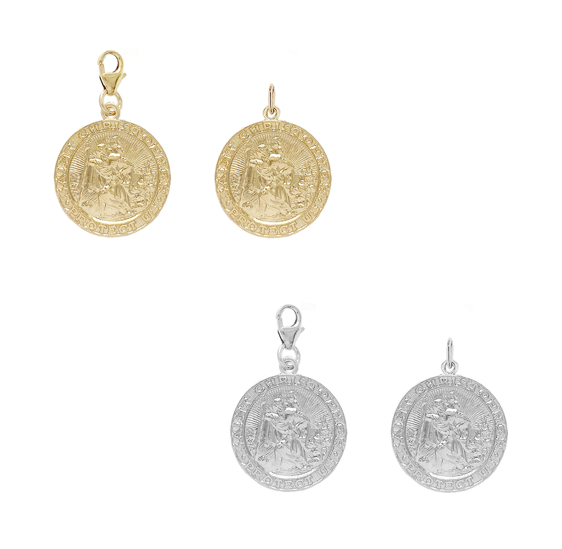 Large St Christopher Charm 22mm - Gold, Silver >>