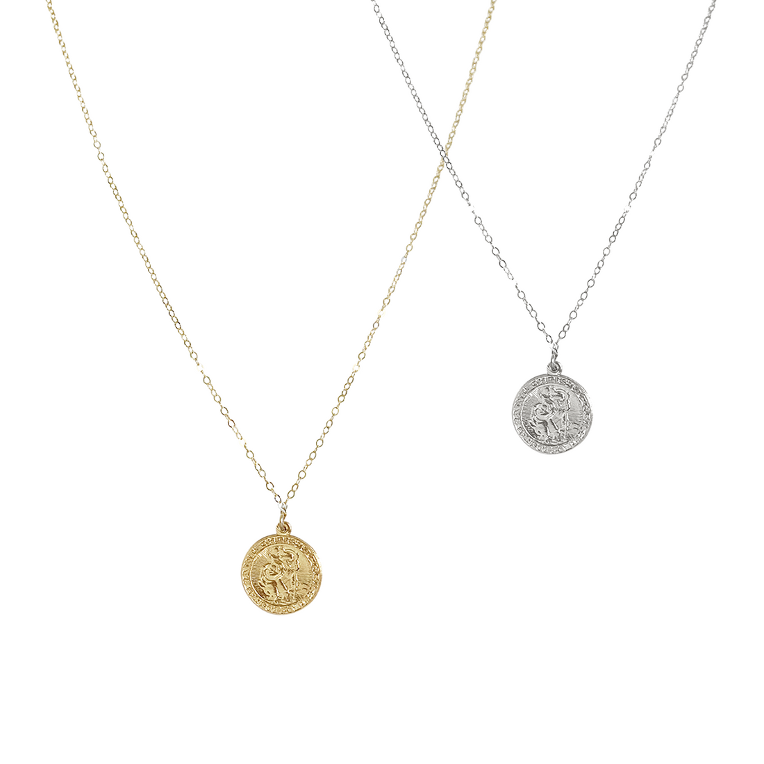 St Christopher Protection Small Necklace in Gold, Silver Color