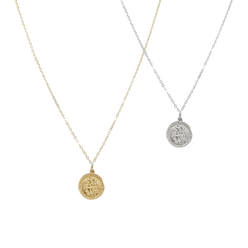 St Christopher Protection Small Necklace in Gold, Silver Color